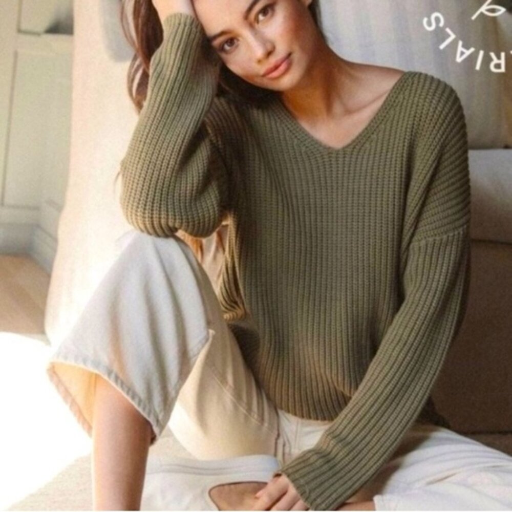 Jenni Kayne fisherman organic cotton blend v neck sweater